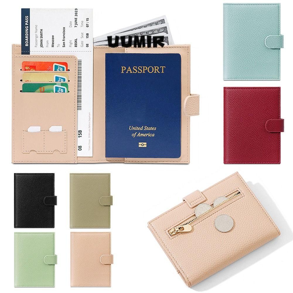 UUMIR ปกหนังสือเดินทาง, ใบรับรอง RFID หลากสี, กระเป๋าใส่บัตรอุปกรณ์การเดินทางป้องกันการโจรกรรม ปู่