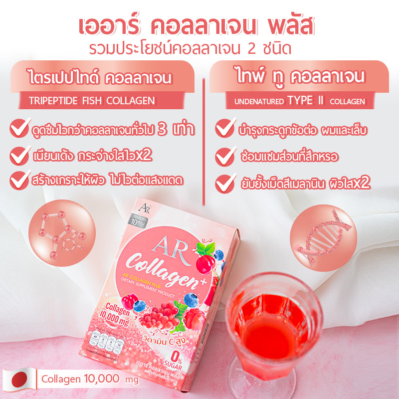 เก็บโคดในไลฟ์ 100.- เออาร์คอลลาเจนพลัส AR Collagen Plus 2 กล่อง ลดสิวฝ้า