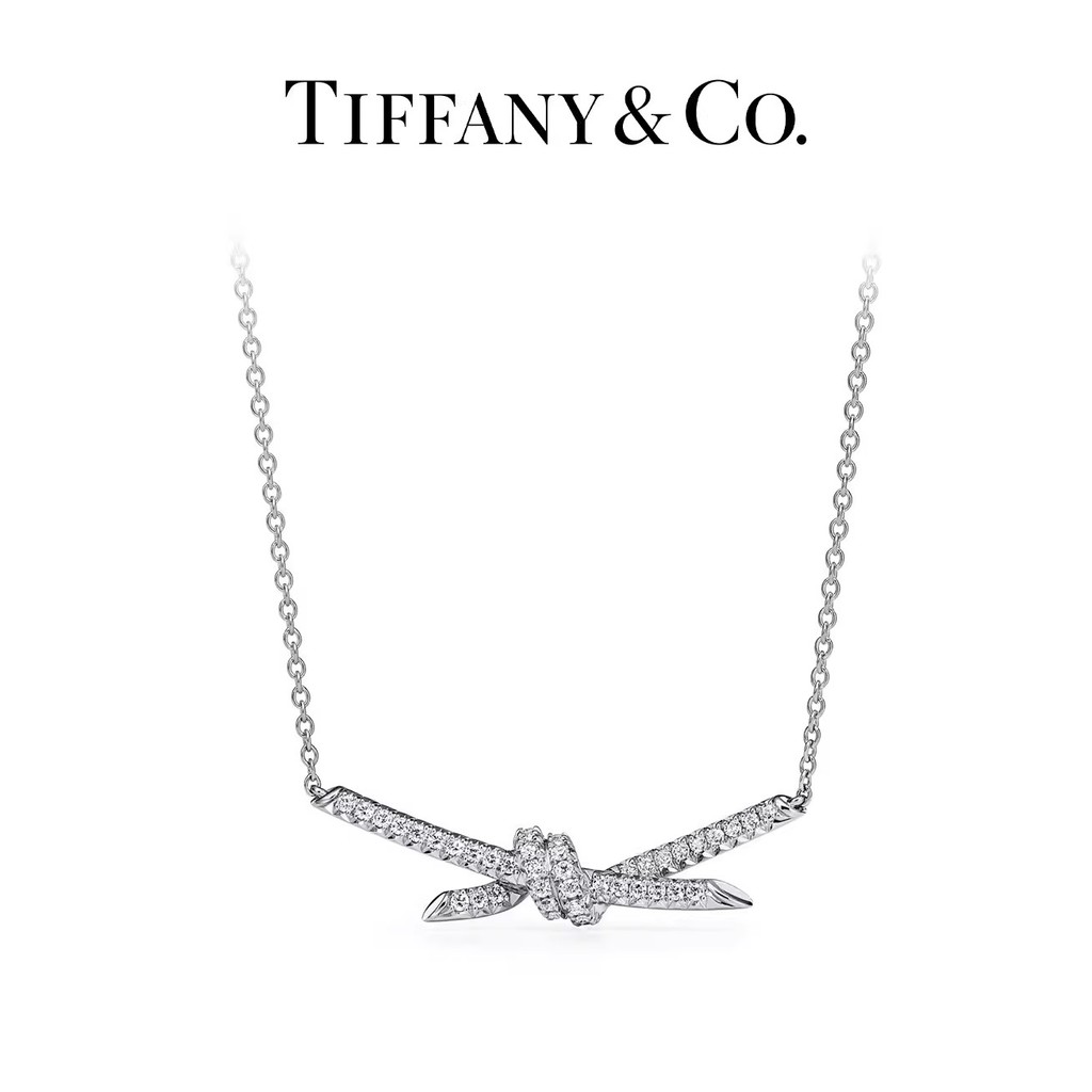 [สต๊อกพร้อมในราคาขาย] Tiffany & Co./Tiffany Tiffany Knot Series สร้อยคอเพชรเต็ม