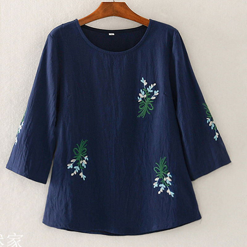 เสื้อยืดแขนสั้นผู้หญิงอเมริกันย้อนยุคปักลายดอกไม้ชีฟองระบายอากาศแห้งเร็ว