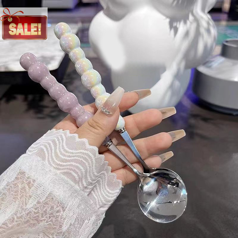 Bl Pearl Handle ช้อนสแตนเลสกวนช้อนไอศกรีมเค้กช้อนขนมหวานบาร์อุปกรณ์ครัว Party ช้อนส้อม Gadgets A