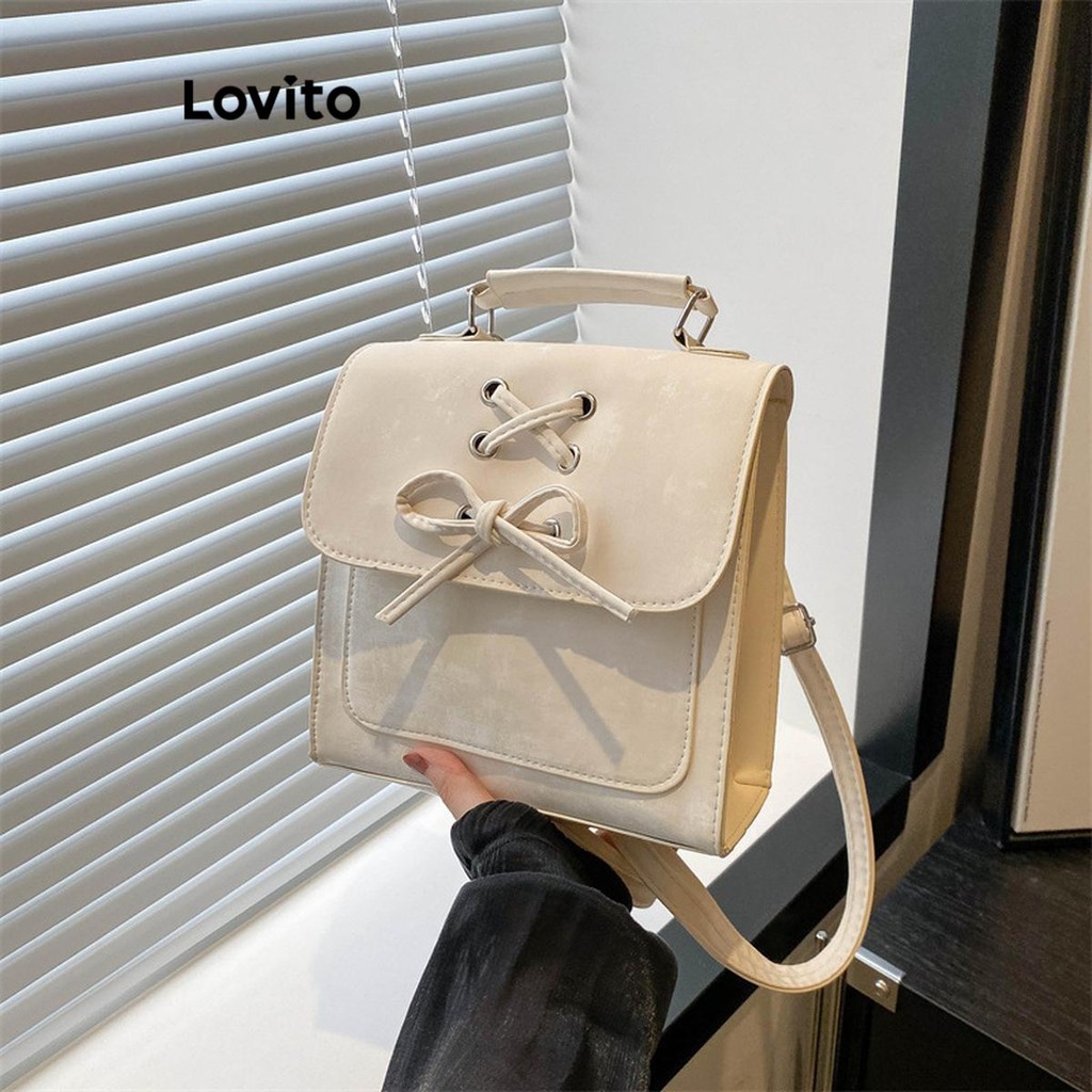Lovito กระเป๋าเป้หูรูดธรรมดาสำหรับผู้หญิง LFA46199