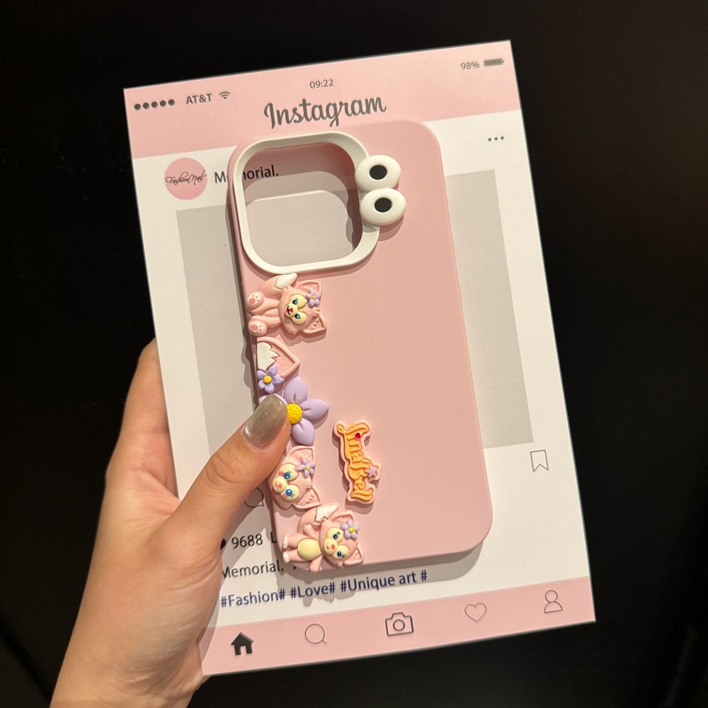 สีชมพู Handmade Lina Belle เหมาะสําหรับ Apple 15 เคสโทรศัพท์การ์ตูน 16Promax ใหม่ IPhone 14 Pro น่ารัก Apple 16 Soft Case 13 Anti Drop