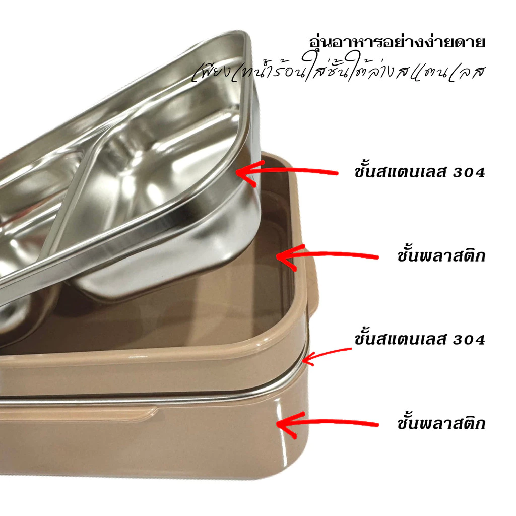 กล่องข้าวสแตนเลส QCOOL 2 ชั้น พกพา thumbnail 6
