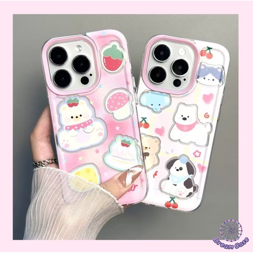การ์ตูนหมีน่ารักลูกสุนัขหวานเค้กผลไม้เคสสำหรับ Samsung A06 A52s A13 A02s A03s A03 A33 A32 A30 A20s A50 A21s A52 A51 A20
