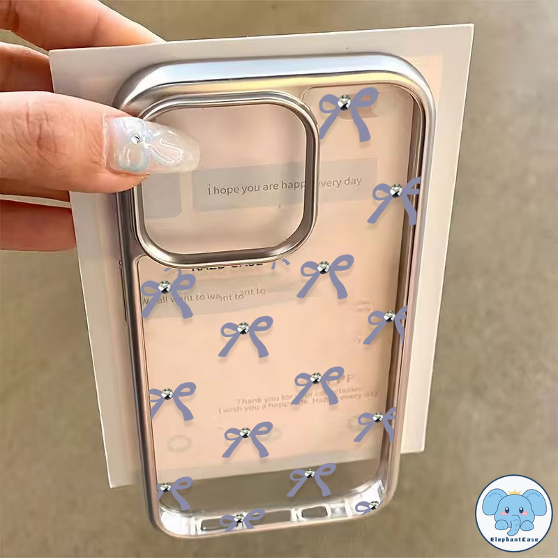 หวานสีม่วงโบว์หรูหราชุบกรอบโทรศัพท์เข้ากันได้ เคสไอโฟน 11 15 13 14 Pro Max X XS MAX 7 8 Plus XR 12 SE 2020