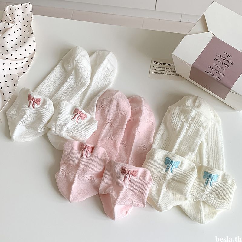 🔥🔥🔥ถุงเท้าโบว์ผู้หญิงรุ่นสั้นแบบบางInsสไตล์ญี่ปุ่นแฟชั่นสไตล์เกาหลีน่ารักๆสําหรับผู้หญิงกันน้ำกันเหงื่อข้อสูงผ้ายืดbesla.th - รูปที่ 5