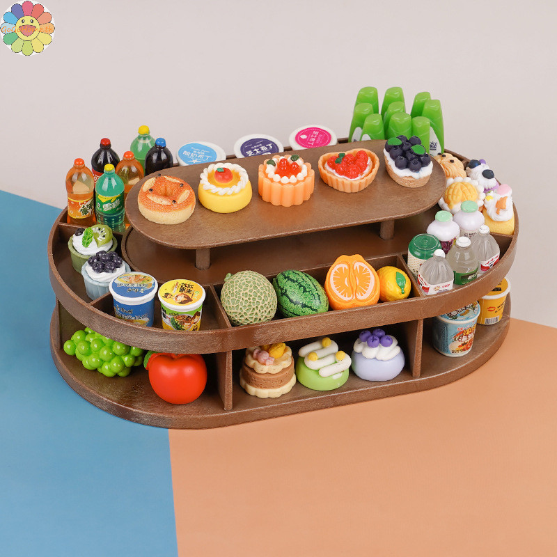 Gogo 1:12 Dollhouse Miniature ชั้นวางขนมเครื่องดื่มผลไม้ Rack ซูเปอร์มาร์เก็ตตกแต่งของเล่นตุ๊กตา House อุปกรณ์เสริม TH