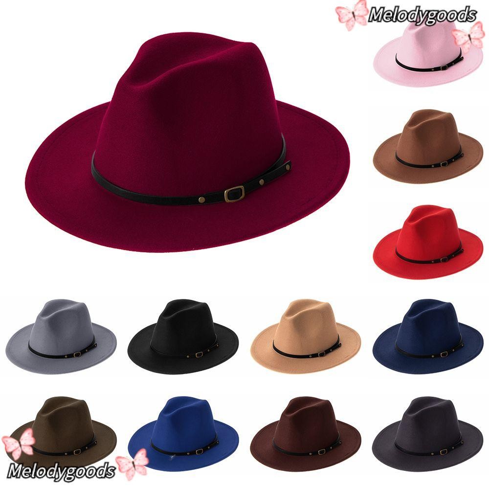 Melodg Felt Fedora หมวกวินเทจปีกกว้างฤดูใบไม้ร่วงฤดูหนาวปานามาแจ๊สหมวก