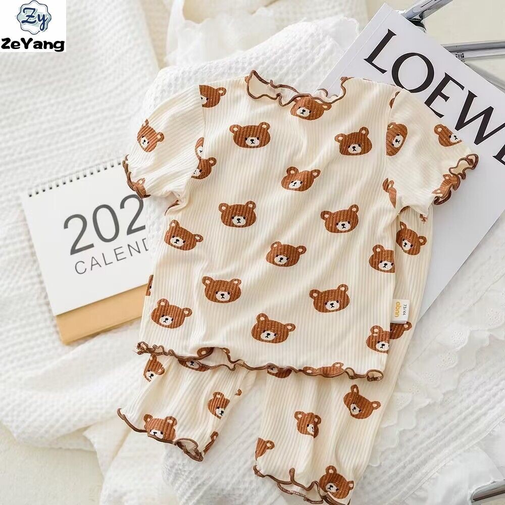 [ZY] 70-130 เด็กเสื้อยืดแขนสั้นชุดนอนชุดบ้าน