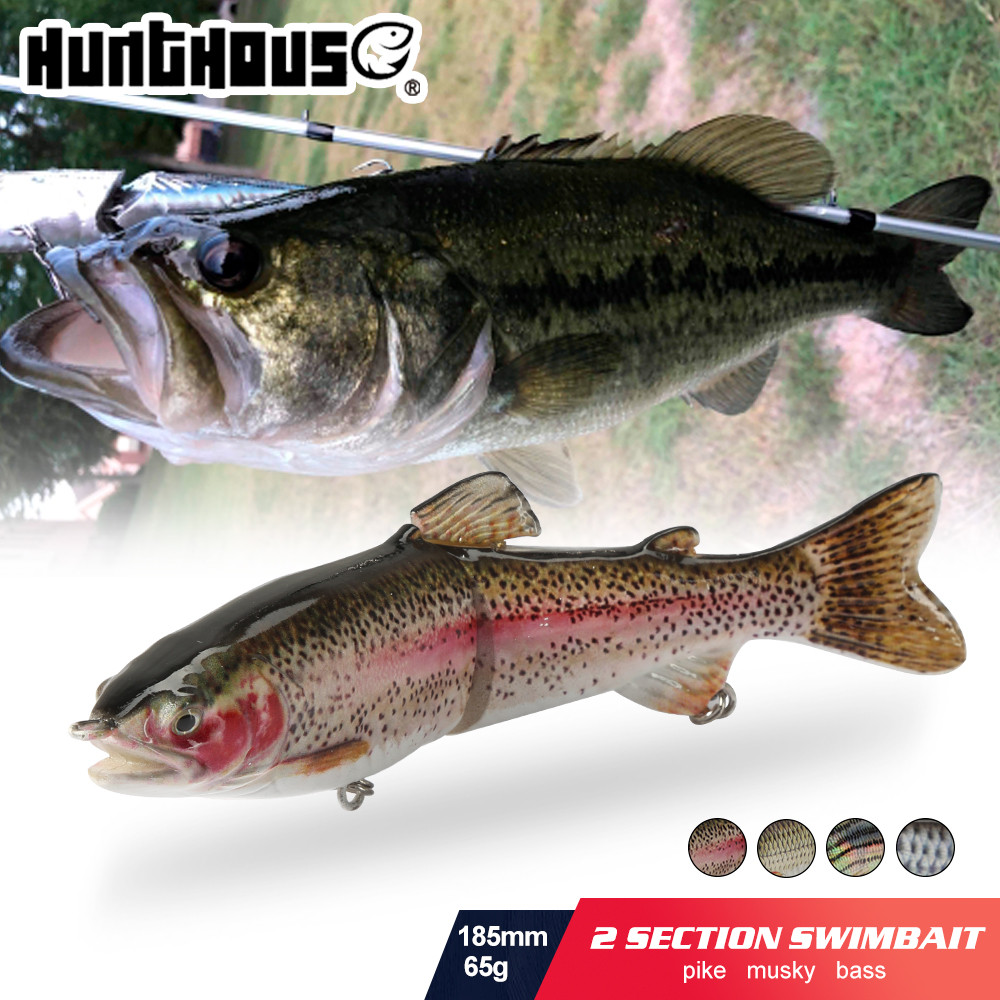 Hunthouse Hard เหยื่อข้อต่อ 2 ส่วน 185 มม./65g จม Swimbait Knotty เหยื่อตกปลา pike Trolling Crankbait เหยื่อประดิษฐ์