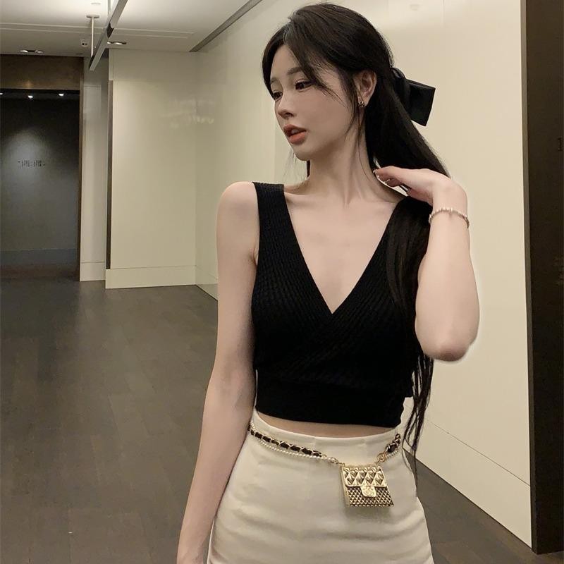 LuneGrace เสื้อกล้ามไหมพรม วีเล็กหน้าหลัง เซ็กซี่ สายฝอ รูปที่ 5