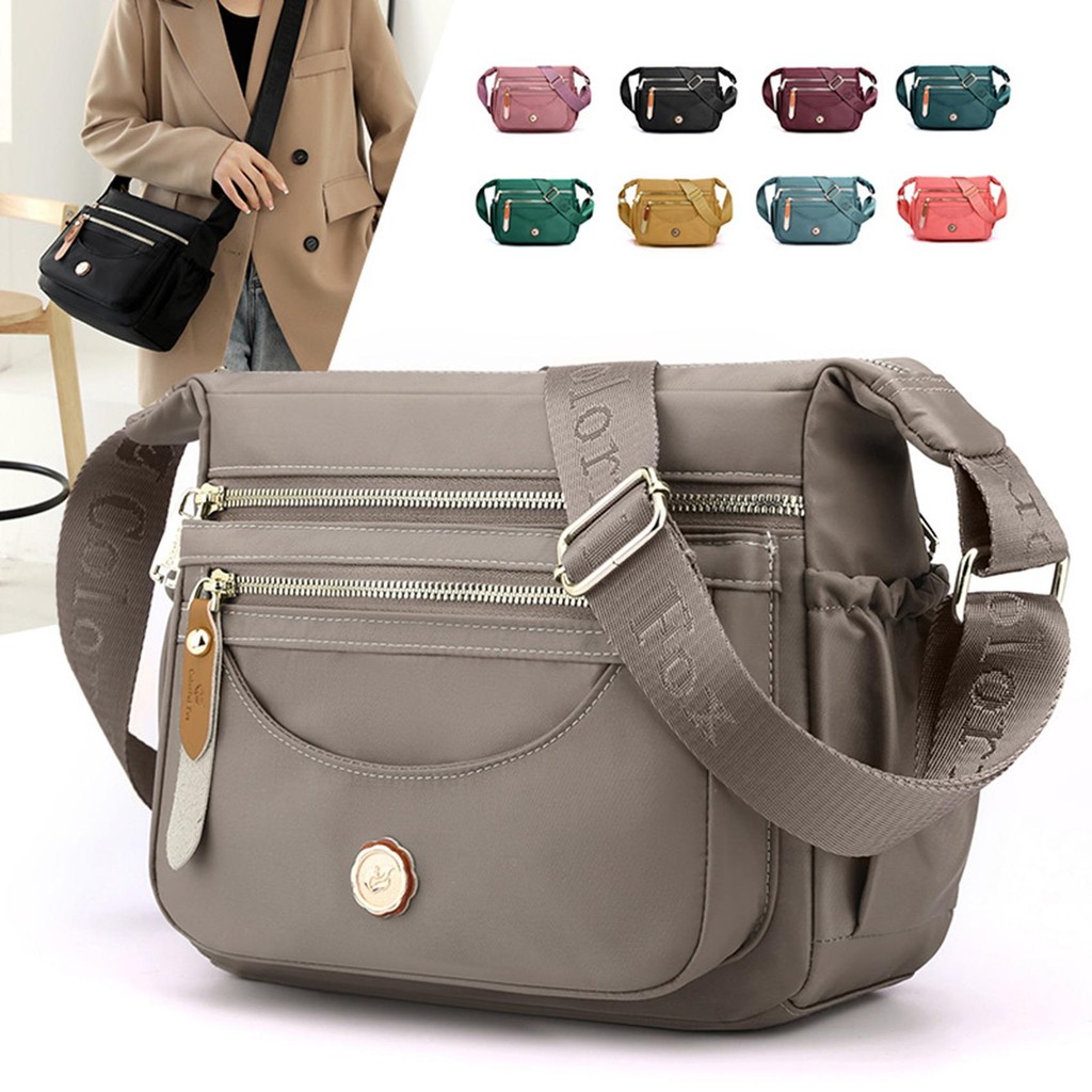 Multi Layered กระเป๋าสะพายขนาดใหญ่ความจุ Anti Splashing ไนลอน Crossbody กระเป๋าสําหรับผู้หญิง Casual Mobile กระเป๋าเป้สะพายหลังไหล่กระเป๋า