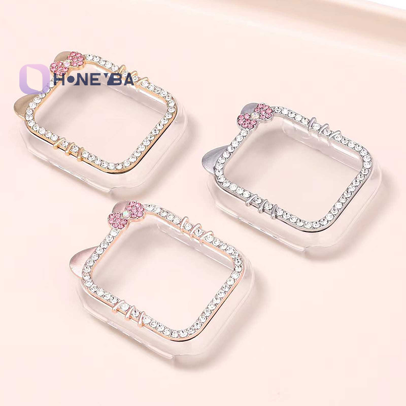<Honeyby> เคสป้องกันสําหรับ Watch Case 9/8765432 Bling Rhinestone ผู้หญิงกรอบกันชน ISeries 40/41/44/45 มม.6/5 Nice