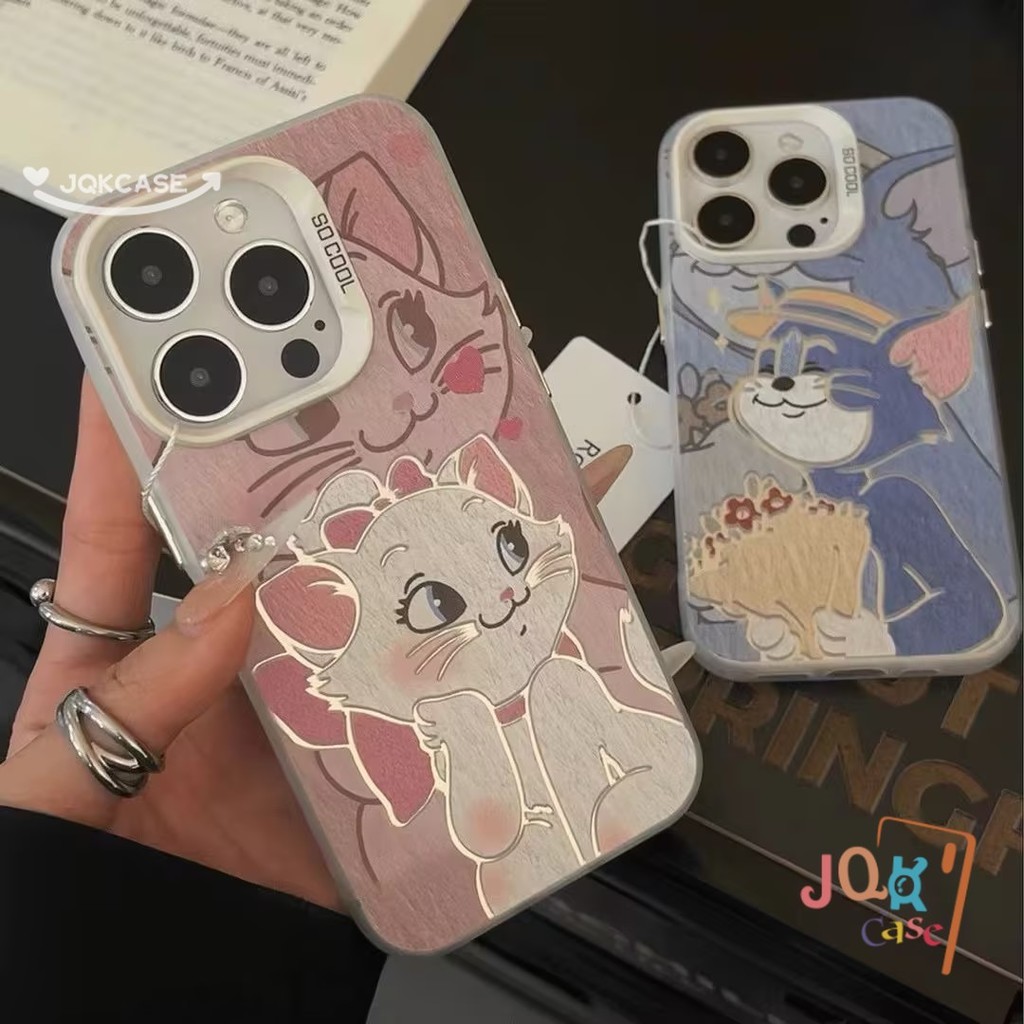 การ์ตูนแมวขาว แมวสีน้ำเงิน คู่ Samsung A15 5G A32 A13A11 A05s A14A34 A12 A53 A05 A54 A23 A24 A03 A04 A55 A03s A02s เคส