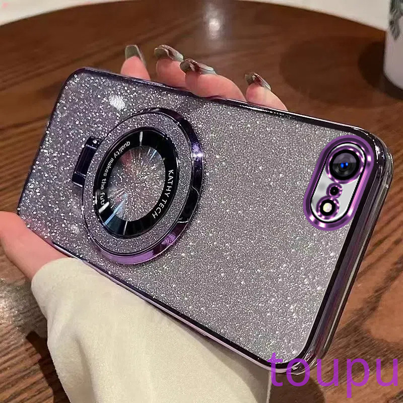 หรูหรา Electroplated Glitter เคสโทรศัพท์ iPhone 7 plus 8 plus 6 plus 6s plus 7 8 6 6s SE 2020 tective Shell Clear โปร่งใสกันกระแทกพร้อมวงเล็บ