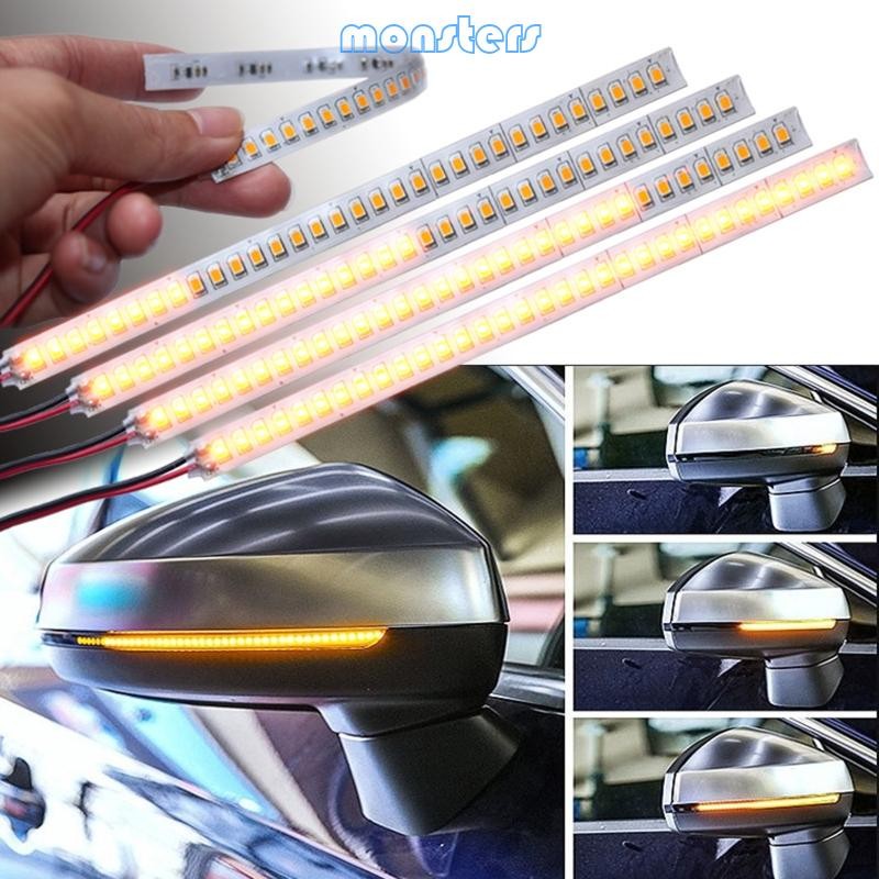 Mon รถกระจกมองหลังไฟไฟเลี้ยว LED แถบตัวบ่งชี้เครื่องหมายด้านข้าง 2x