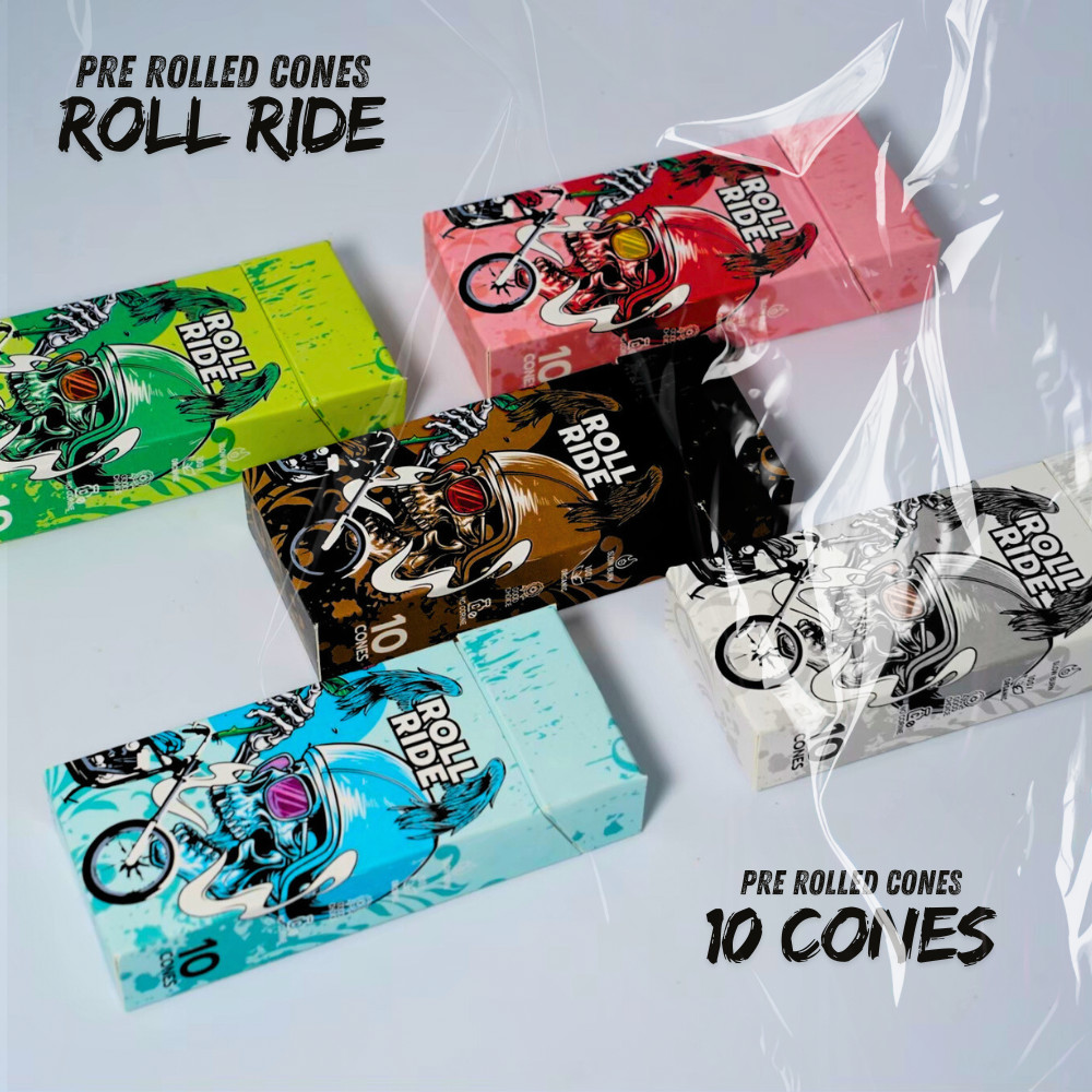 Pre-Rolled Cones Roll-RideV.2 กระดาษโรลสำเร็จ กระดาษนำเข้าจากยุโรป กระดาษธรรมชาติ กระดาษโรล 1 กล่อง 10 cones