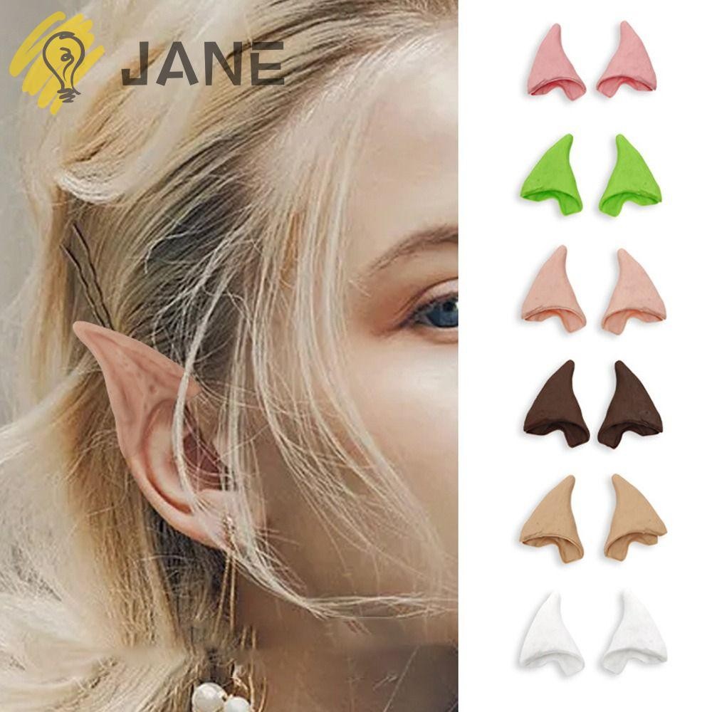 Jane Elven หู Props, Latex Dress Up ฮาโลวีน Latex Elf หู,เครื่องแต่งกายอุปกรณ์เสริมปาร์ตี้อะนิเมะอุป
