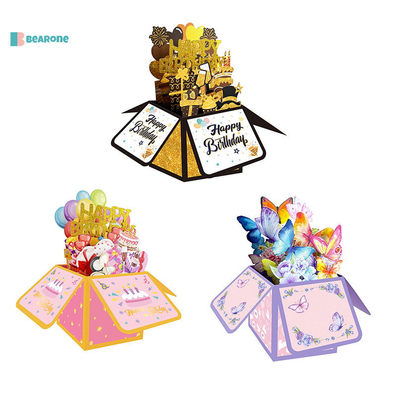 <bearone> การ์ดสุขสันต์วันเกิด, การ์ดกรีซวันเกิดป๊อปอัพ 3D การ์ดวันเกิดป๊อปอัพ Nice