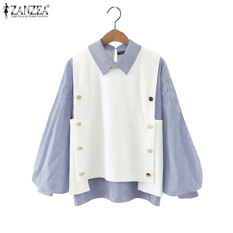 Zanzea เสื้อเชิ้ตทรงหลวมแขนยาวแฟชั่นเกาหลีสําหรับผู้หญิง