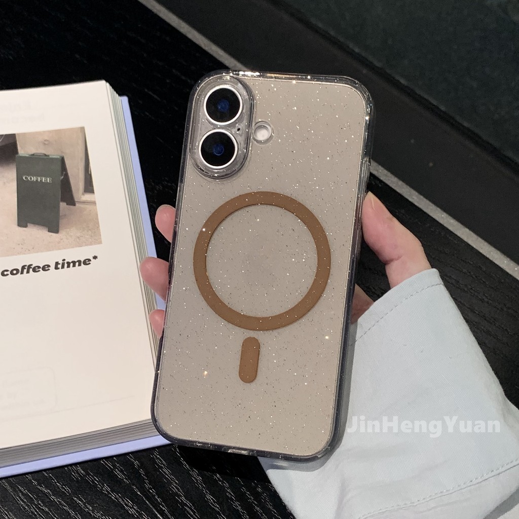 เคสโทรศัพท์แม่เหล็กประกายแวววาวเหมาะสําหรับ ไอโฟน 16 15 14 13 มือโปร สูงสุด 15 16 บวก ทีพียู ใสปลอกอ่อนป้องกันการตกฝาครอบป้องกั