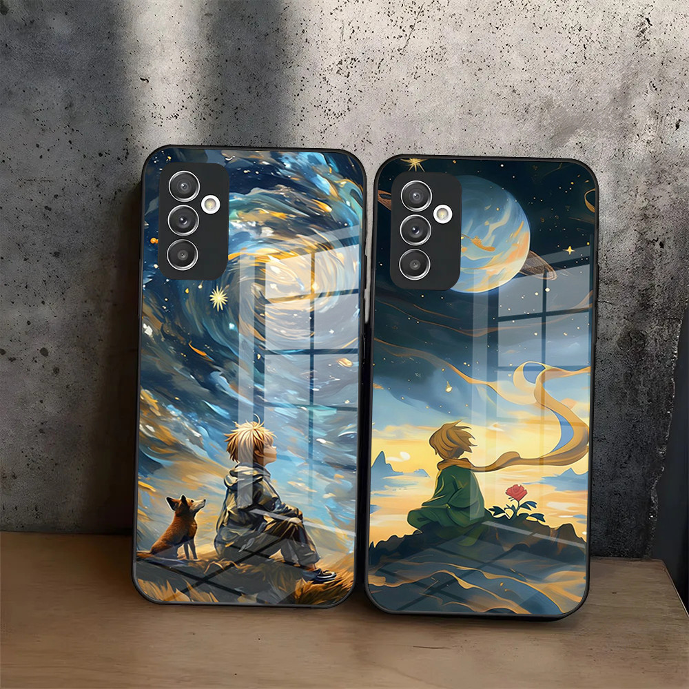 Little Prince เคสโทรศัพท์แก้วสําหรับ Samsung Galaxy S20 S21 S22 S24 S23 S24FE Ultra Fe Plus A04 A12 A25 A33 A34 A54 A52 A53 A55 หรูหรากระจกนิรภัย