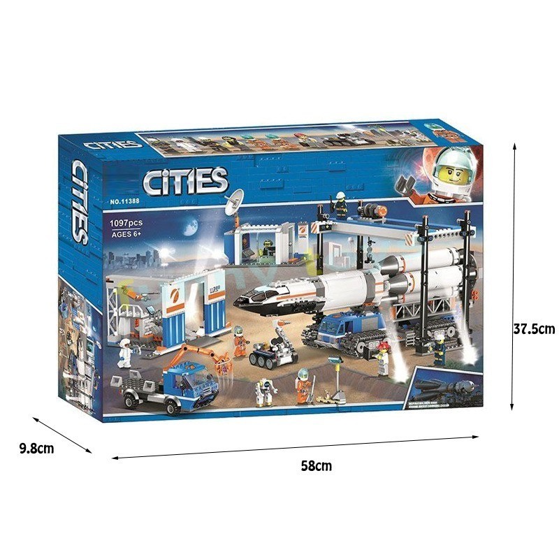 City Series Space Construction Rocket ศูนย์โหลดและขนส่งบล็อกตัวต่อเครื่องประดับของขวัญ
