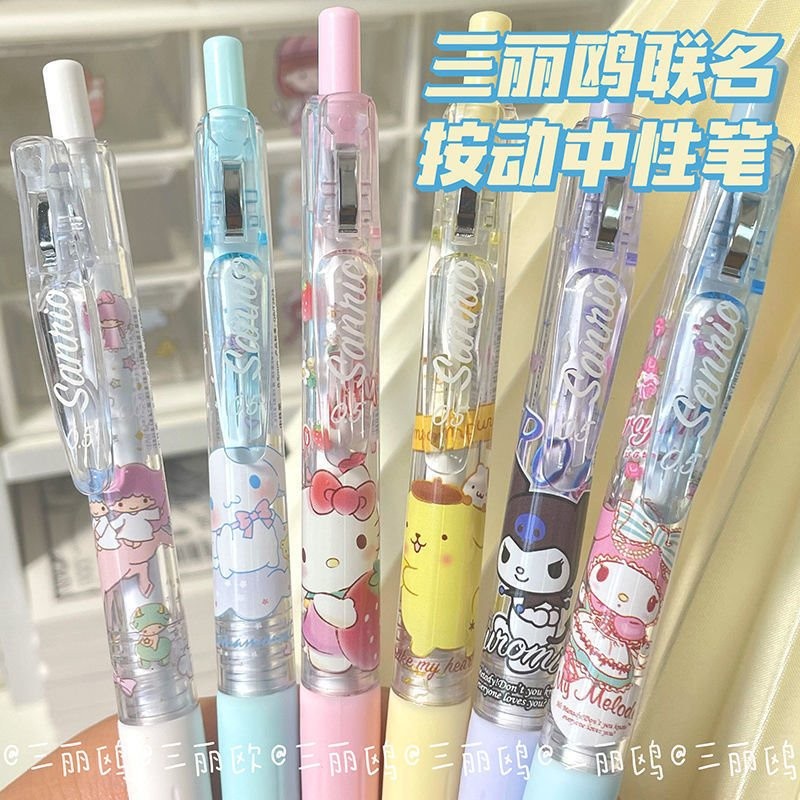 SANRIO ซานริโอ ปากกาเป็นกลางการ์ตูนน่ารัก 0.5 มม., ปากกาหมึกสีดํานักเรียนเขียนเครื่องมืออุปกรณ์
