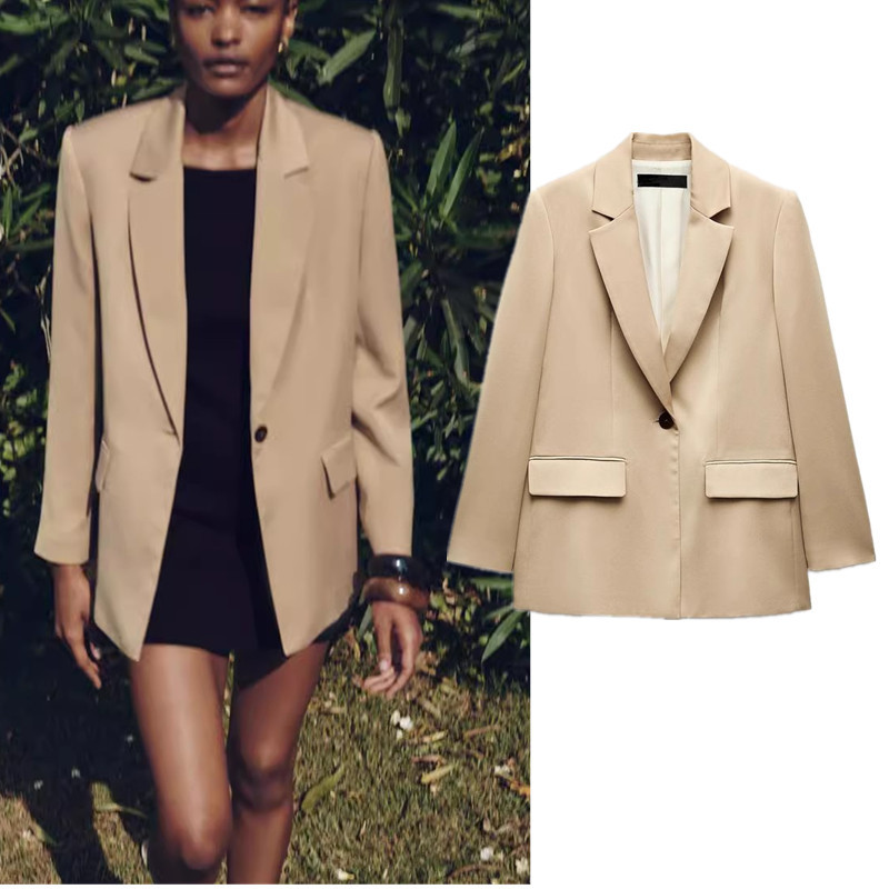 Zara สินค้าใหม่ เสื้อเบลเซอร์แขนยาวหลวมผ้าไหมซาติน 8900366