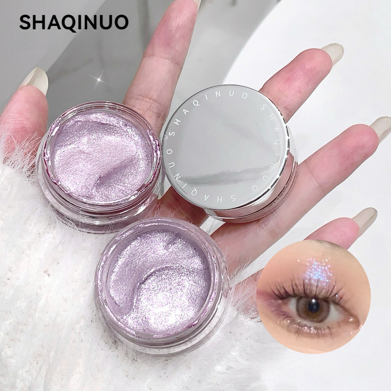 SHAQINUO อายแชโดว์สีมุก อายแชโดว์มันบด สีมุกเพิ่มความกระจ่างใส ชิมเมอร์เนื้อละเอียด ไฮไลท์แต่งหน้าติดทนนาน