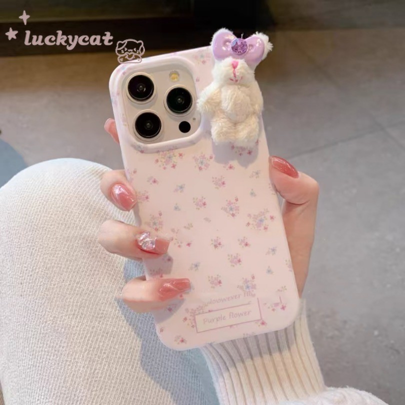 Iphone 16 15 14 13 12 11 Pro Max X Xr Xs Max 7 8 Plus SE2020 เคสโทรศัพท์น่ารักสีชมพูหวานตุ๊กตา KT Cat + Lanyard ปกอ่อน