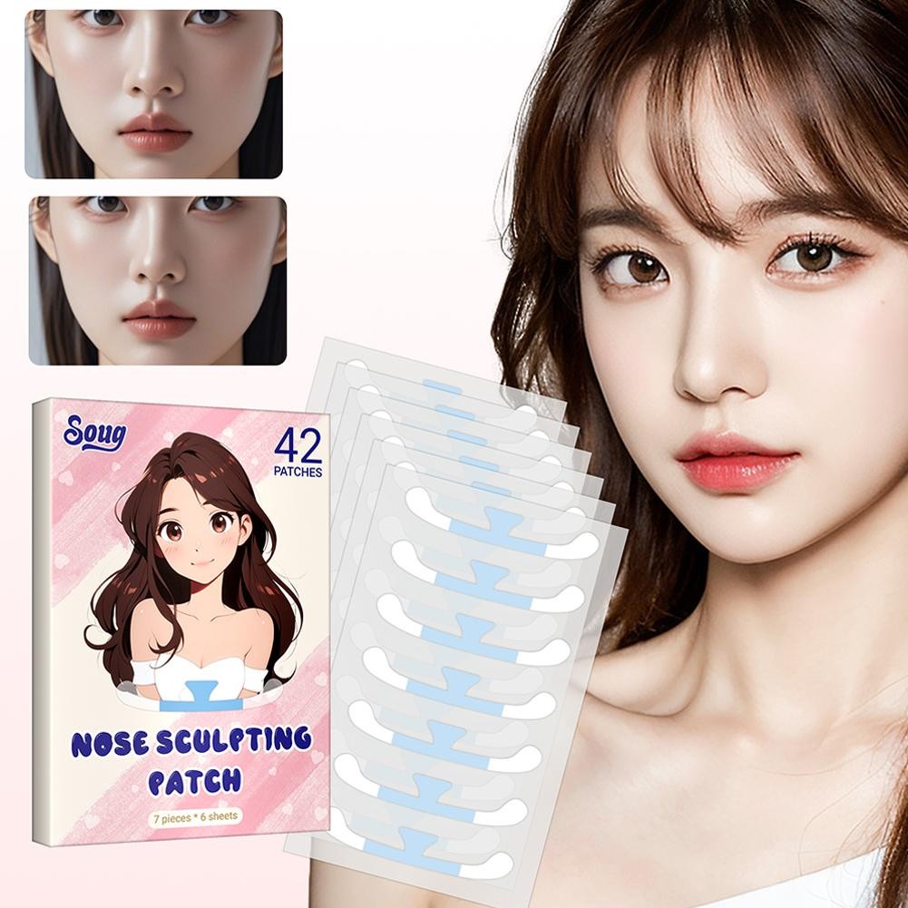 ซูก 42ชิ้นที่มองไม่เห็นหดตัวจมูกสติกเกอร์คอสเพลย์จมูกขนาดเล็กแคบจมูกบางสวยสติกเกอร์จมูก