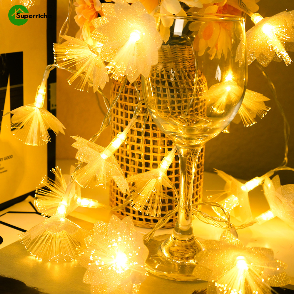 คริสต์มาสใยแก้วนําแสงดอกไม้แสงสีสตริง-1.5/3เมตร,แบตเตอรี่-ดําเนินการประกายสีชมพูบรรยากาศแสง-10/20นําอบอุ่นสีขาวโคมไฟตกแต่ง-สําหรับปีใหม่พรรคงานแต่