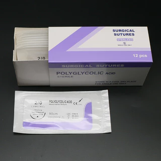 PGA 12pcs 90 ซม. สัตว์ดูดซึมผ่าตัดเย็บด้วยเข็มกรดโพลีไกลโคลิก PDO
