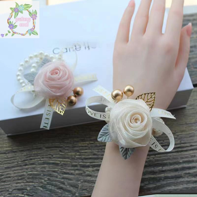 Pucool ประณีตสร้อยข้อมือเพื่อนเจ้าสาวที่สวยงามโรแมนติก Rose สายรัดข้อมือขนาดเล็กสดสร้อยข้อมือริบบิ้นแฟชั่นเครื่องประดับอุปกรณ์เสริมของขวัญ TH