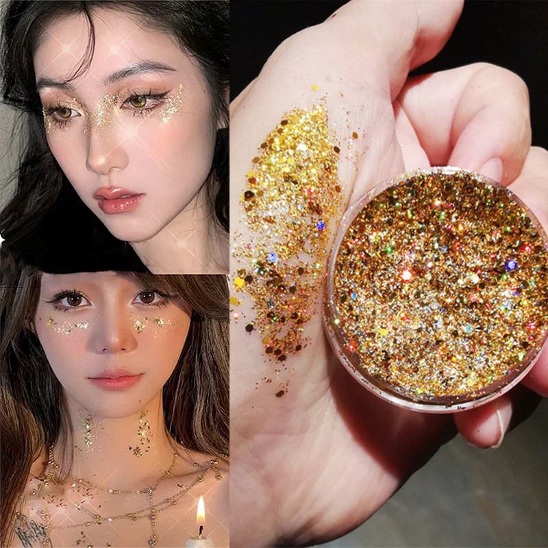 Glitter Diamond Eye Sequined Gel Eyeshadow Palette แต่งหน้าผม Body Face Glitter Gel Art แฟลชเลื่อมครีม Mermaid