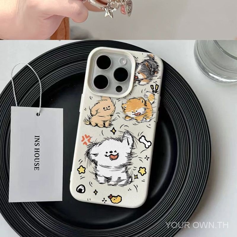 สุนัขสีขาวออกแบบคลาสสิกเคสป้องกันโทรศัพท์มือถือเข้ากันได้กับ iPhone 11, 12, 13, 14, 15 PRO MAX, 7plus, 8PLUS, 11pro, 13pro, X, XR, XS MAX
