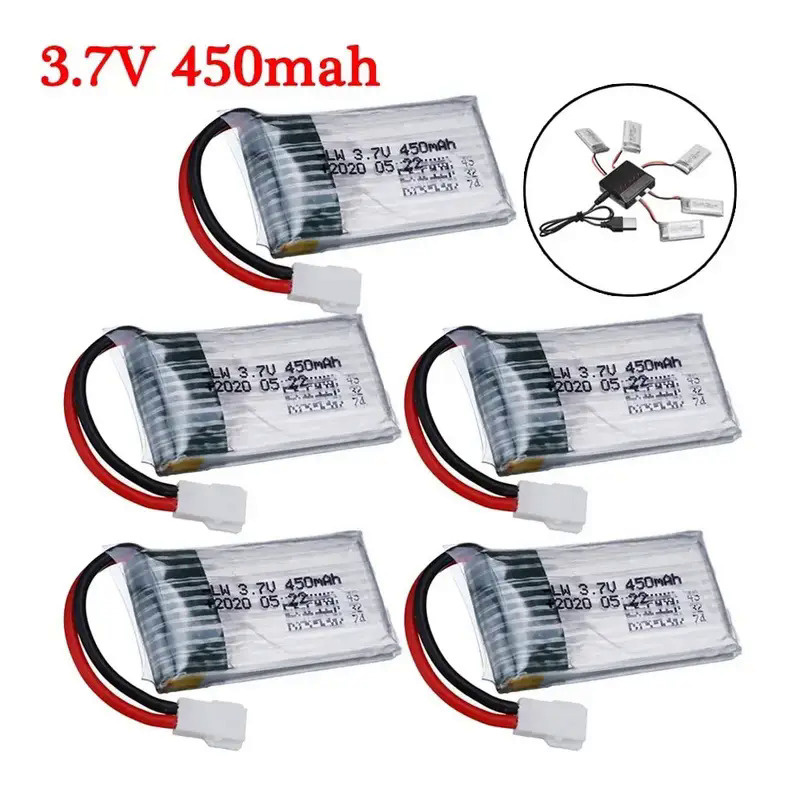 3.7V 450mAh 35C Lipo Battery and Battery charger for X4 H107 H31 KY101 E33C E33 U816A V252 H6C RC Qu