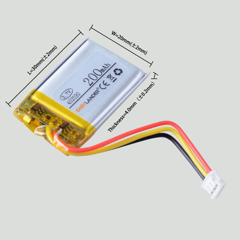 402030 3.7V 200mAh Lithium Polymer LiPo Rechargeable battery  JST ZH 1.5mm 3pin connector for Handhe