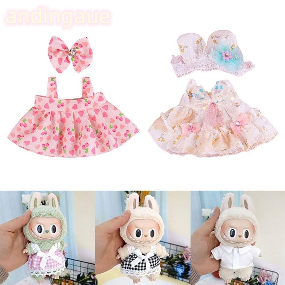 อันดา อุปกรณ์ตุ๊กตา ทําด้วยมือ|เสื้อผ้าตุ๊กตา Labubu, Cos Gift Bow Sequined Gauze Skirt Labubu Time To Chill Filled Handmade Doll Clothes