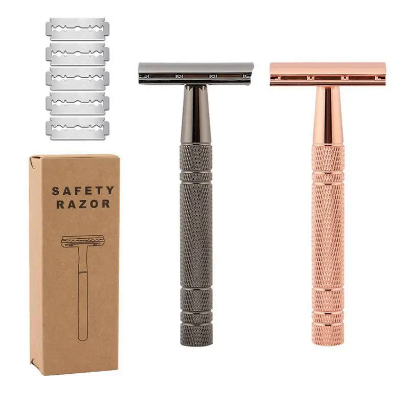 Face Travel Mild Hair Removal Tool 5 Shaving Blades Womens Double Edge Razor Classic Men Shaving Saf