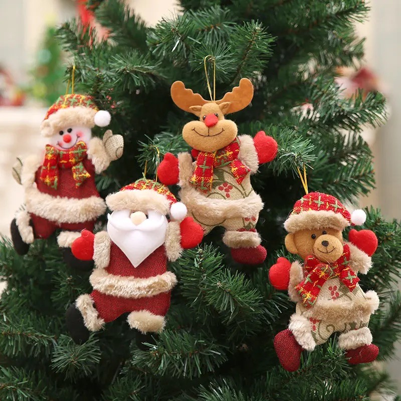 เต้นรํา Santa เครื่องประดับคริสต์มาส Snowman Reindeer จี้ Plush Xmas Tree แขวนตกแต่งของขวัญปีใหม่