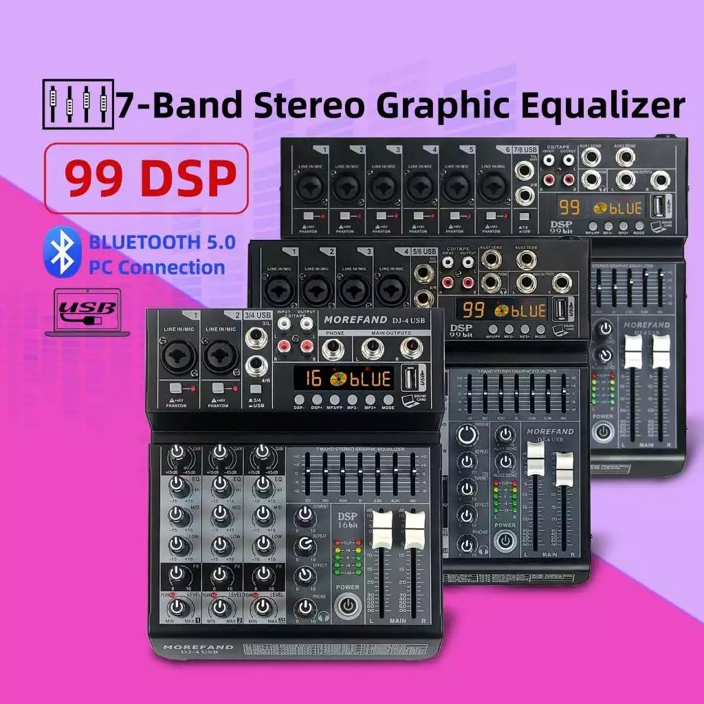 เครื่องผสม 6 ช่อง สินค้าแท้ DJ4/DJ6/DJ8 จัดส่งรวดเร็ว Hippo Audio.Amplifiers & Mixers