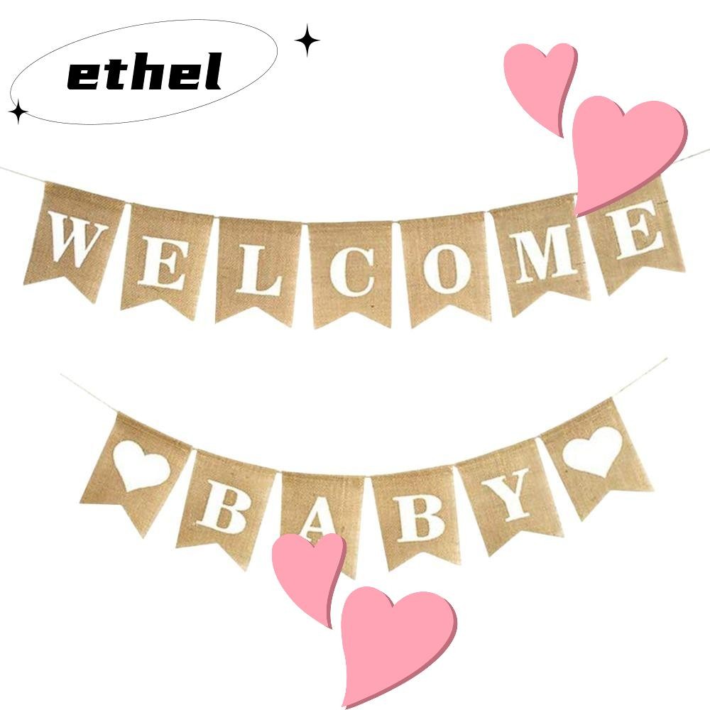 Ethel1 Baby Shower, Cute Welcome Baby Banner ตกแต่งอาบน้ําเด็ก, ป้ายประกาศเด็กสําหรับฉากหลัง Pre-Str