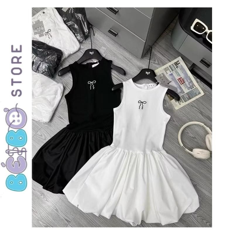 เดรสเสื้อกล้ามฟักทองโบว์ปักน่ารักสําหรับสาวน้อยใส่ไปเที่ยวหรือไปโรงเรียน