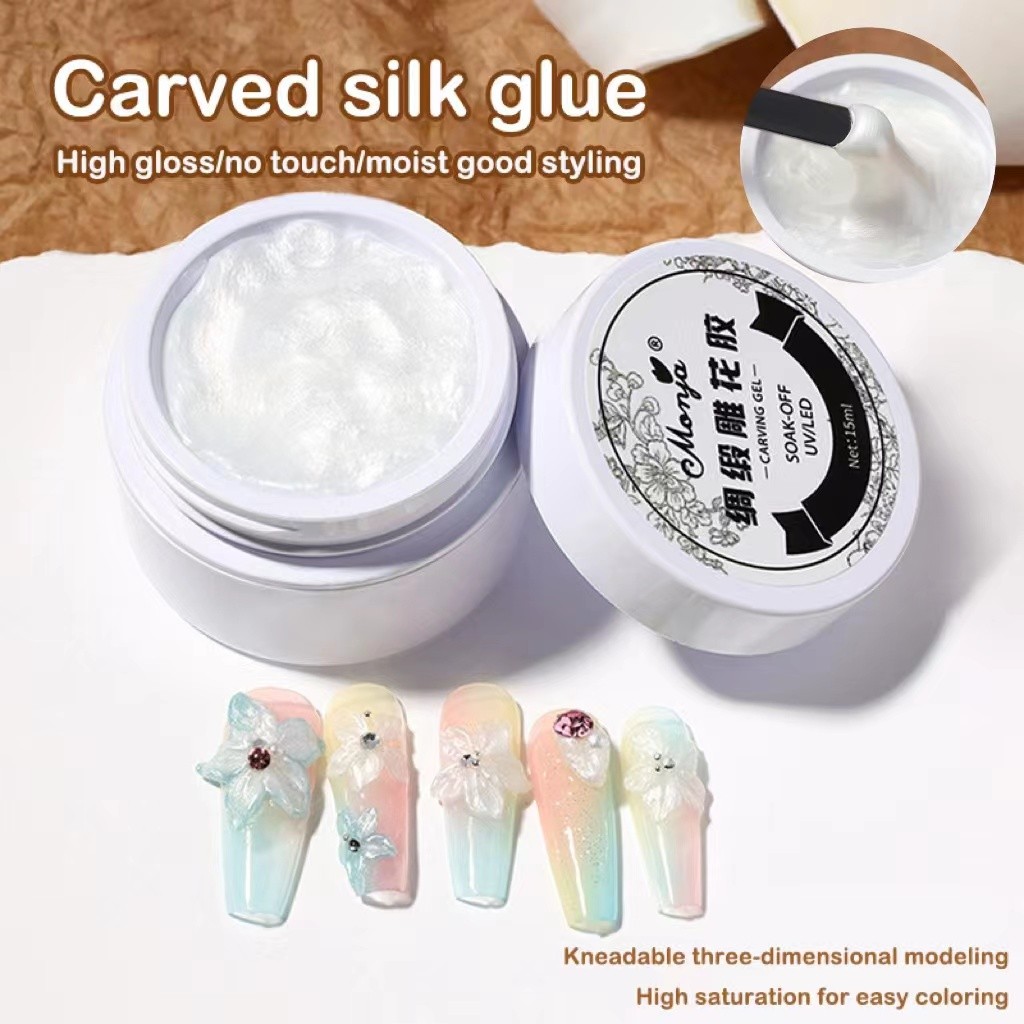 Nail Art กาวติดเล็บ 3D การสร้างแบบจําลองกาว DIY เครื่องมือทําเล็บซาตินแกะสลักกาวสีขาว 5ml