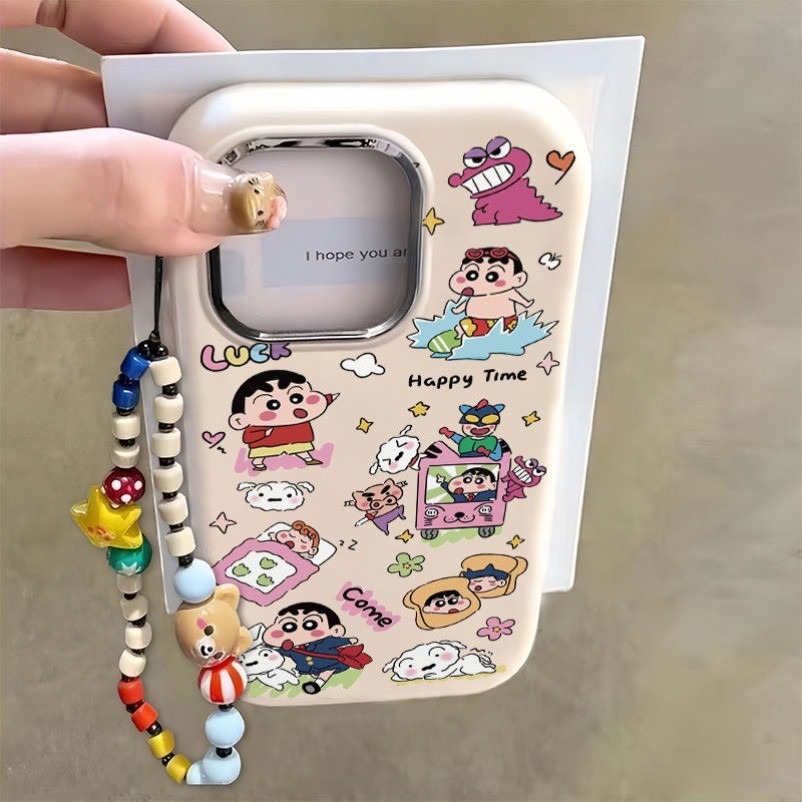 Iphone 16 15 14 13 12 11 Pro Max X Xr Xs Max 7 8 Plus SE2020 เคสโทรศัพท์มังงะ Crayon Shin chan Park + Lanyard Soft Cover