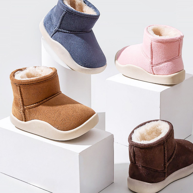 Cheerful Mario รองเท้าลุยหิมะสําหรับเด็ก หลากสี กันลื่นหนังนิ่มฤดูหนาวที่อบอุ่นช