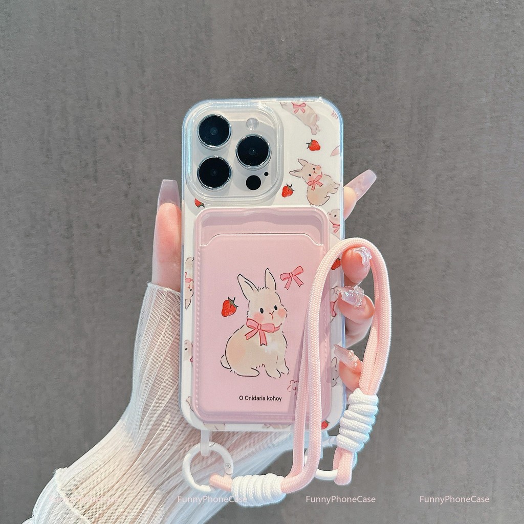 กระเป๋าการ์ดใหม่พร้อมเชือกคล้องสำหรับเคสโทรศัพท์ iPhone13 Apple 13 Pro Max 15pro 14plus 12 11 XR XS MAX 7 8PLUSเคส kb006